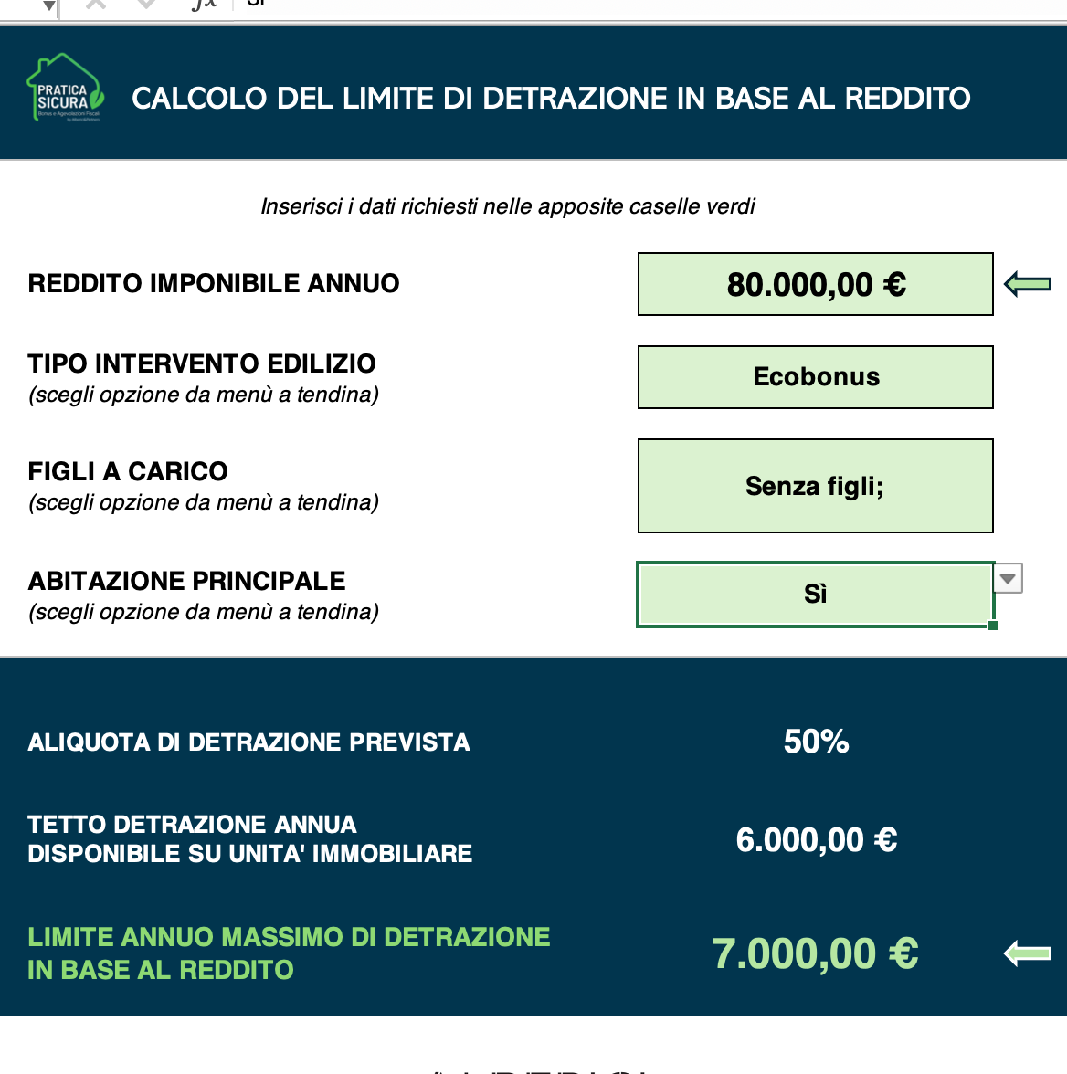 SEMPLIFICATORE per il calcolo del massimale detraibile 2025
