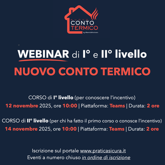 WEBINAR di I° e II° livello sul NUOVO CONTO TERMICO 3.0
