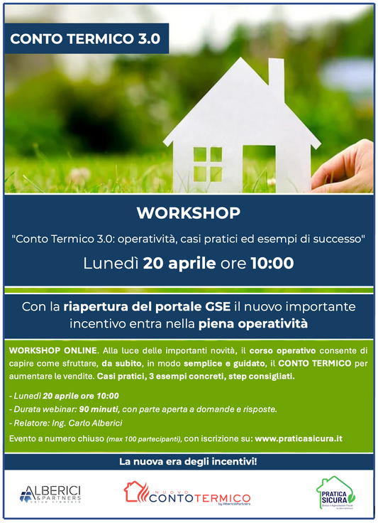 WORKSHOP: Conto Termico 3.0: operatività, casi pratici ed esempi di successo.